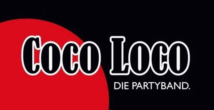 Coco Loco – DIE PARTYBAND: Logo in Schwarz, Rot und Weiß
